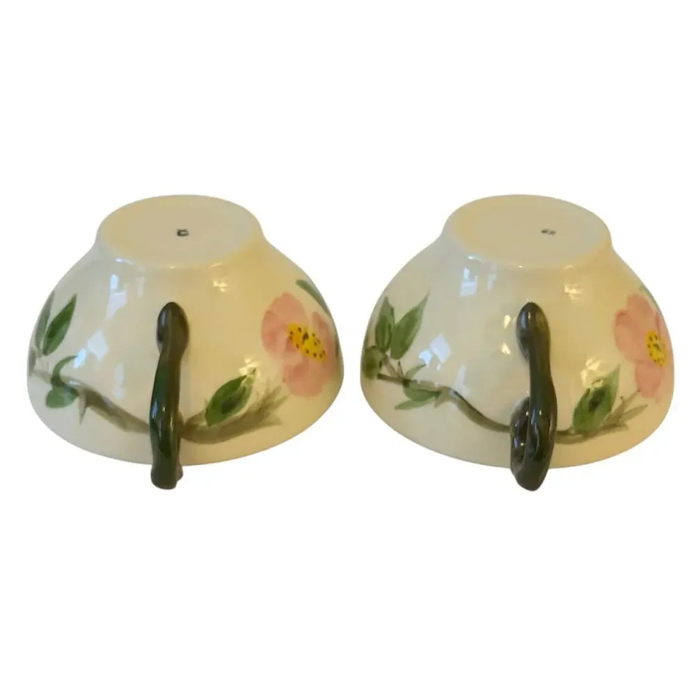 Franciscan Earthenware Desert Rose Set of 2 Tea Cups & Saucers USA